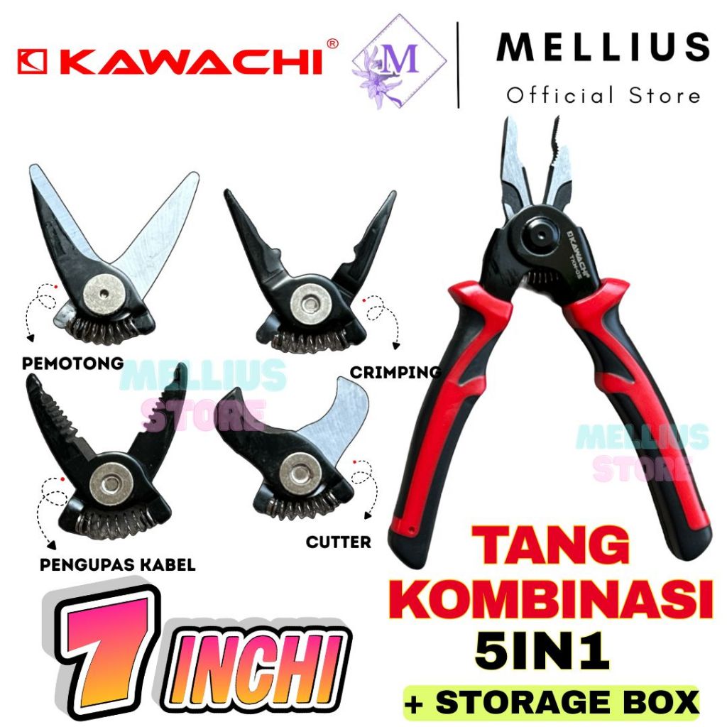 Kawachi Tang Kombinasi Multifungsi 5in1 Uk 7' Tang Pemotong Besi Tang Crimping Tang Capit Tang Poton