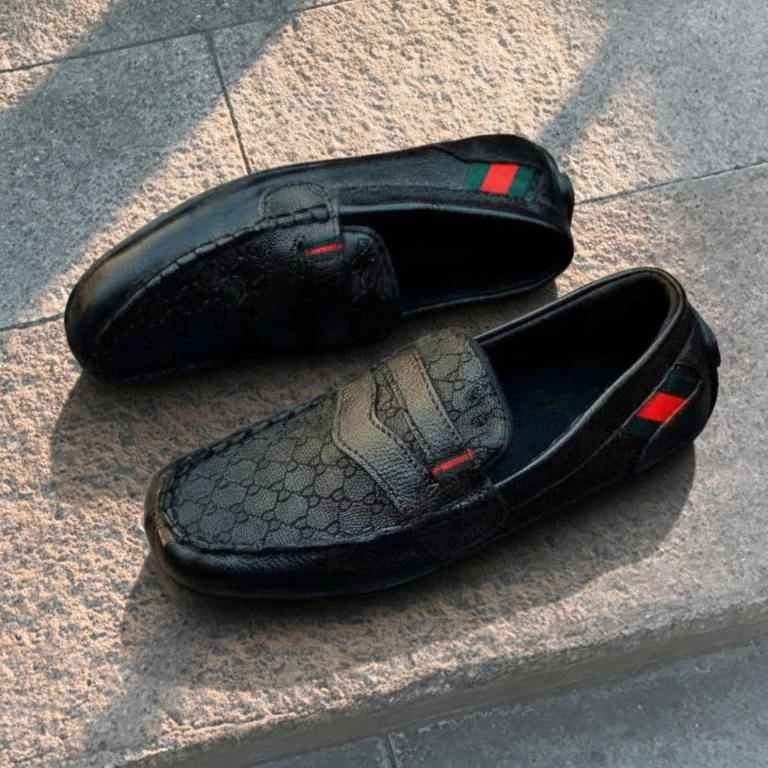 DYREN - Sepatu Pria Kulit Slip On Hitam Premium Formal Ukuran 39-43