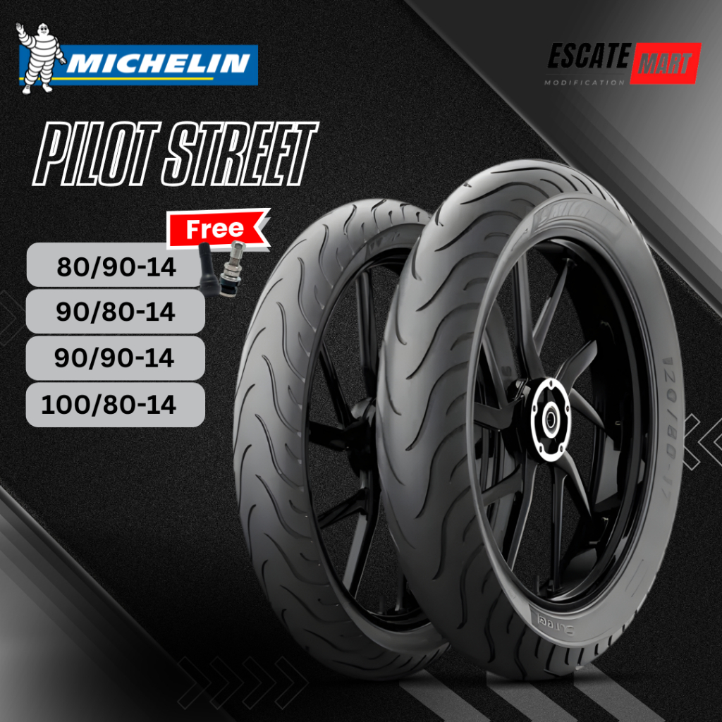 Michelin Pilot Street 80/90 90/80 90/90 100/80-14 Tubeless - Ban Motor Michelin Pilot Street Ring 14