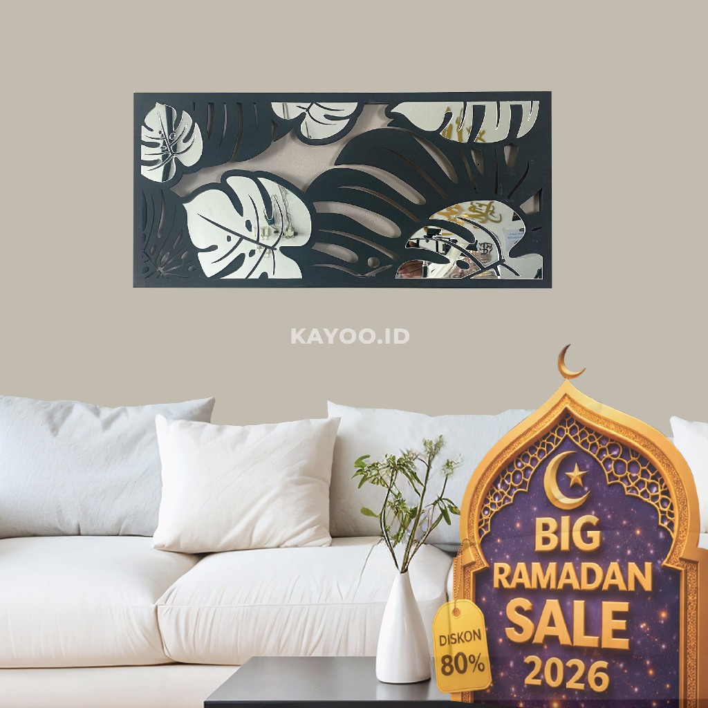 PAJANGAN DINDING MEWAH DAUN MONSTERA /HIASAN DINDING MEWAH MOTIF DAUN MONSTERA / DEKORASI DINDING