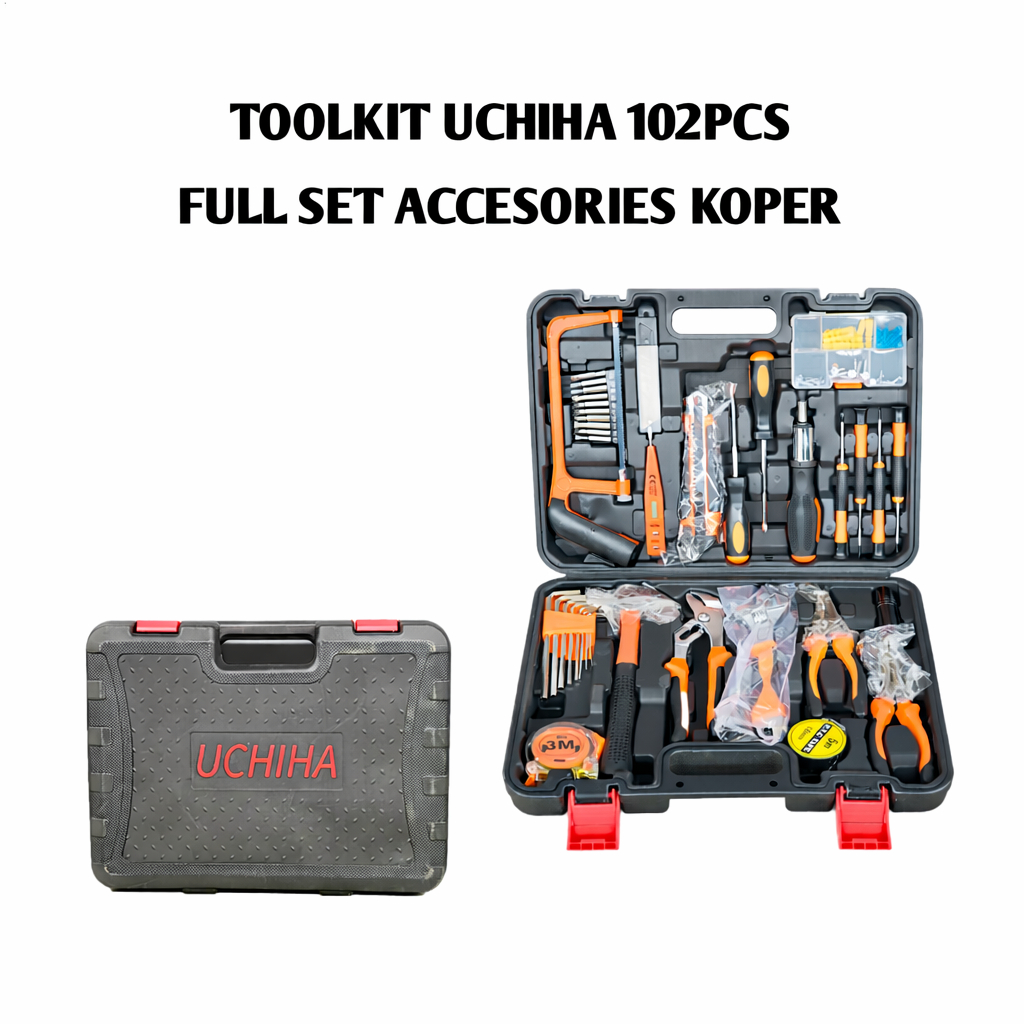 Tool Kit 102PCS Full Set Palu Tang Kunci L Obeng Gergaji Asli Uchiha O