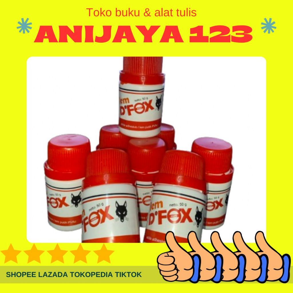 LEM D'FOX PUTIH MINI PVAC 50gr - Lem Sekolah dan Kerajinan, Daya Rekat Kuat dan Cepat Kering (PCS)