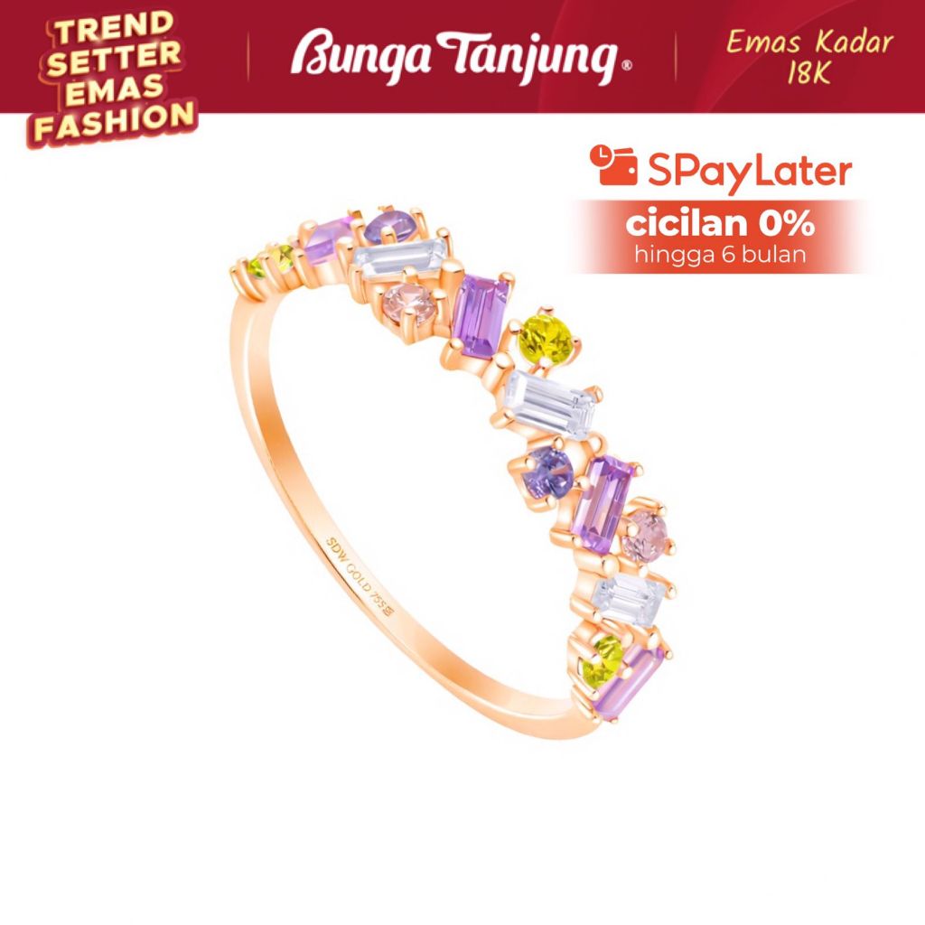 CINCIN BAGUETTE RAINBOW - SDW GOLD - EMAS 18K - BUNGA TANJUNG GOLD