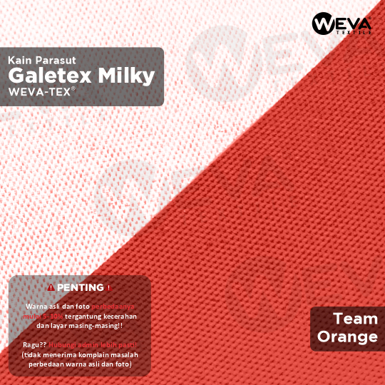 GALETEX MILKY Bahan Kain Taslan Milky Team Orange Parasut Anti Air Waterproof Kain Jaket Weva Textil