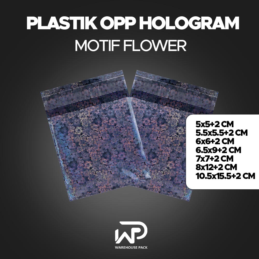( 1  Pcs ) Plastik Opp Hologram Motif Flower | Plastik Packing Bening Sleeve Cover | Plastik Packing