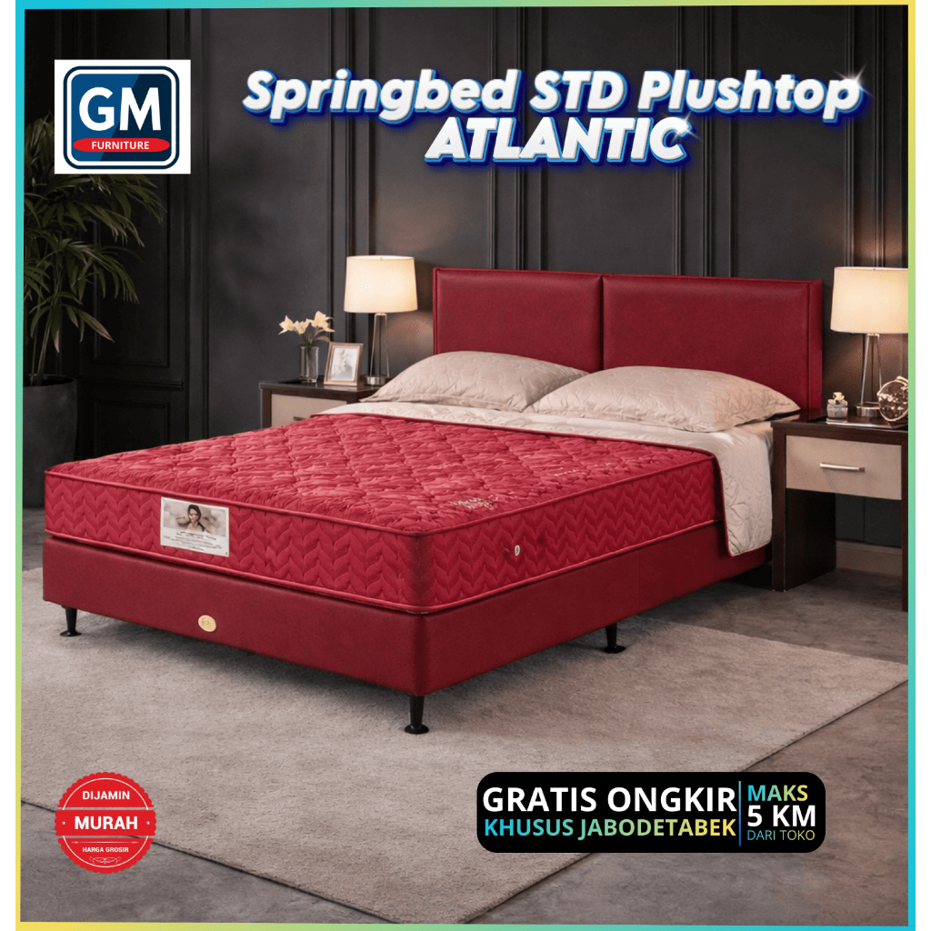 Guhdo SET Springbed STD PLUSHTOP - 180x200 - Fullset Atlantic Style - HARGA PABRIK