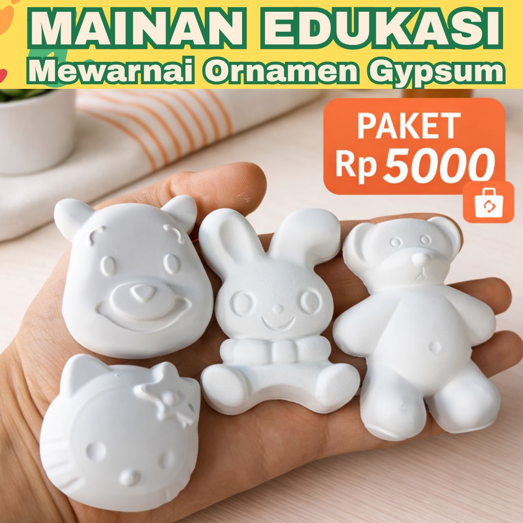 Paket Hemat Serba Rp5000 Mainan Edukasi Mewarnai Ornamen Patung Gypsum