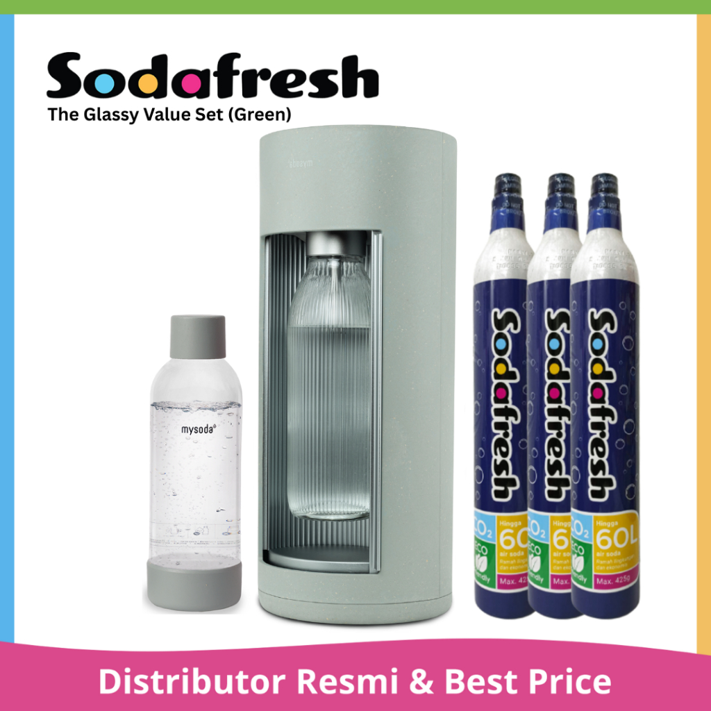 The Glassy Green Value Set  | Soda Maker Botol Kaca Mesin Pembuat Soda Premium Sodafresh