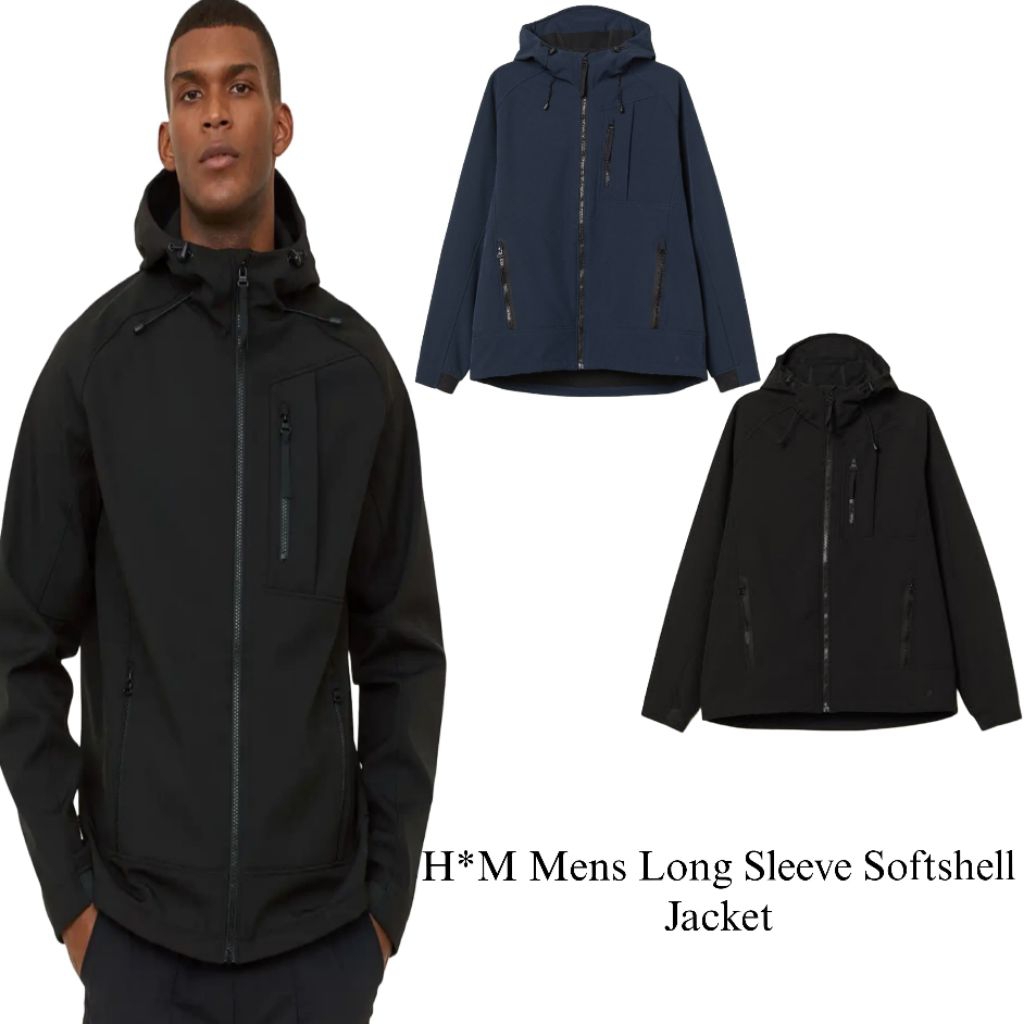 H*M Mens Long Sleeve Softshell Jacket Hoodie / Jaket hoodie pria original branded / jaket unisex ter