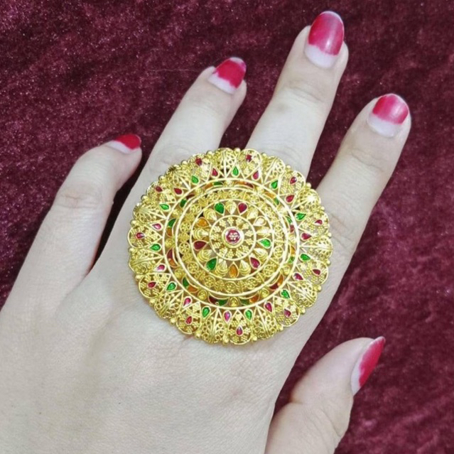 Ayrahaccesories cincin Dubai model Topi lapis emas 24k