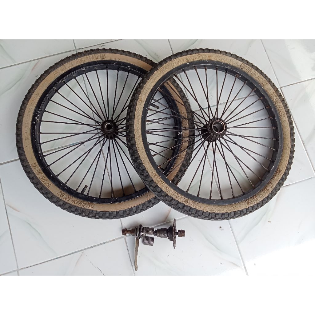 Velg BMX Aloy/besi set ban depan belakang luar dalam ukuran 20