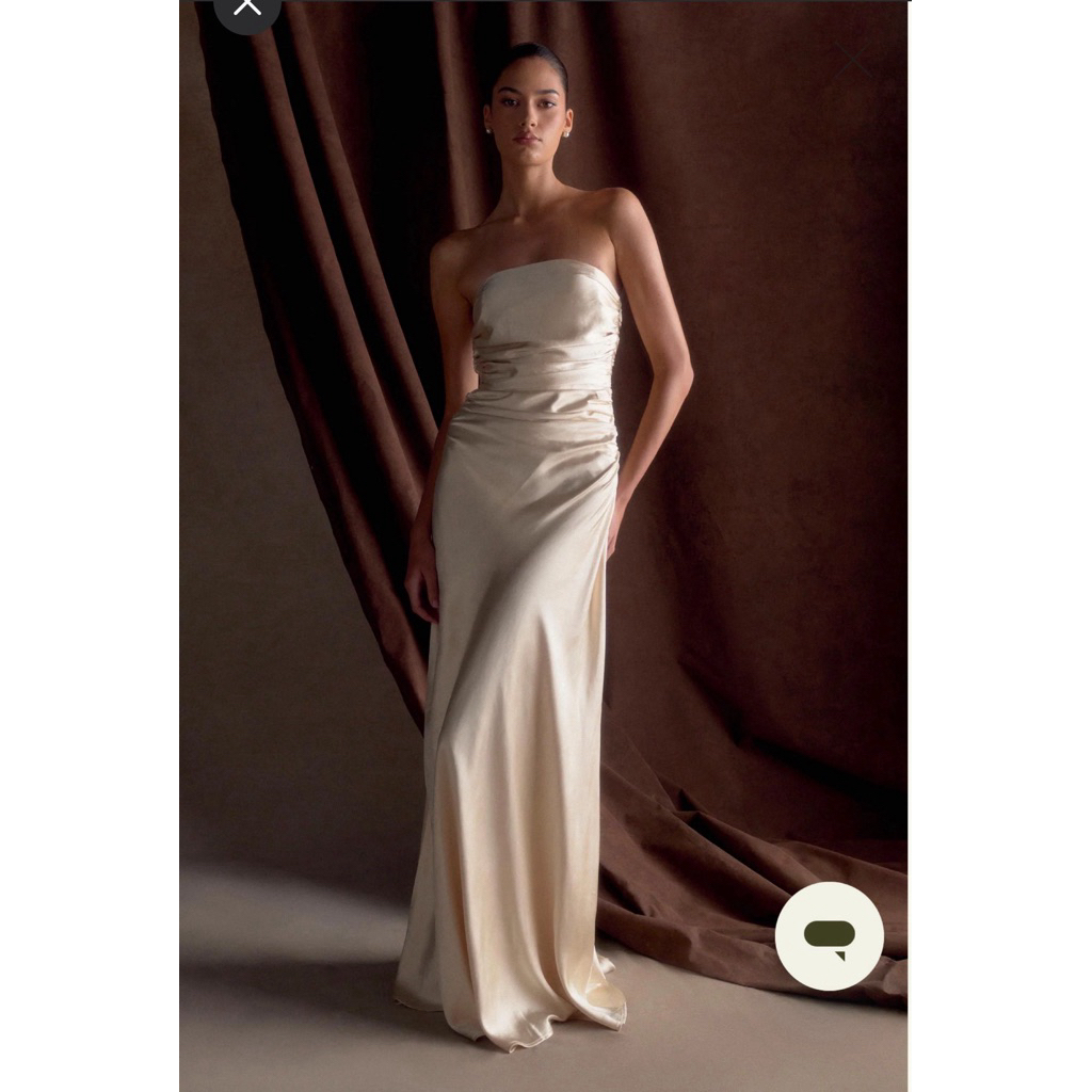 M*shki cedar champagne blush gold dress satin size s