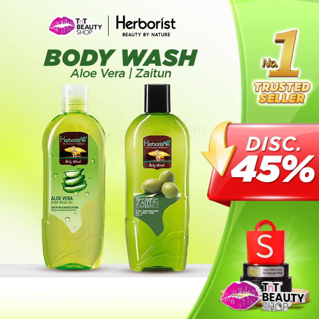 Herborist Body Wash Aloe Vera 250ml | Herboris Body Wash Zaitun 250ml | TnT Beauty Shop