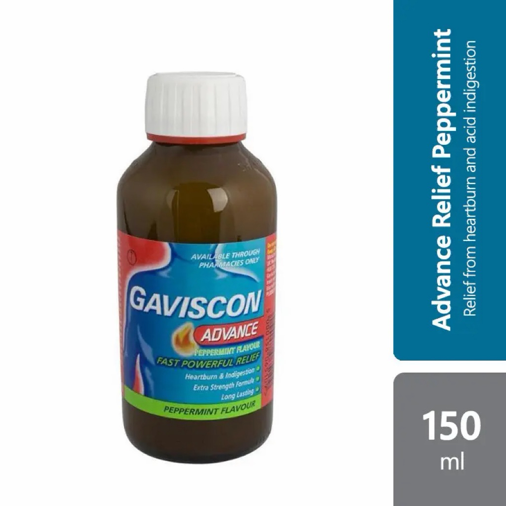 Gaviscon Advance Peppermint 150ml Original Obat Asam Lambung & Heartburn Relief (Exp 02/27)