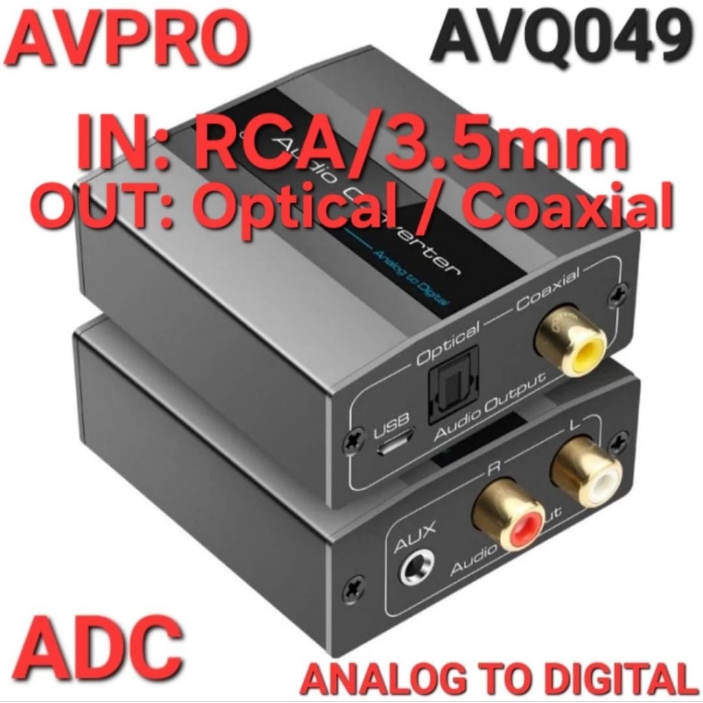 AVPRO AVQ049 Analog to Digital Audio Converter ADC 48kHz RCA & 3.5mm