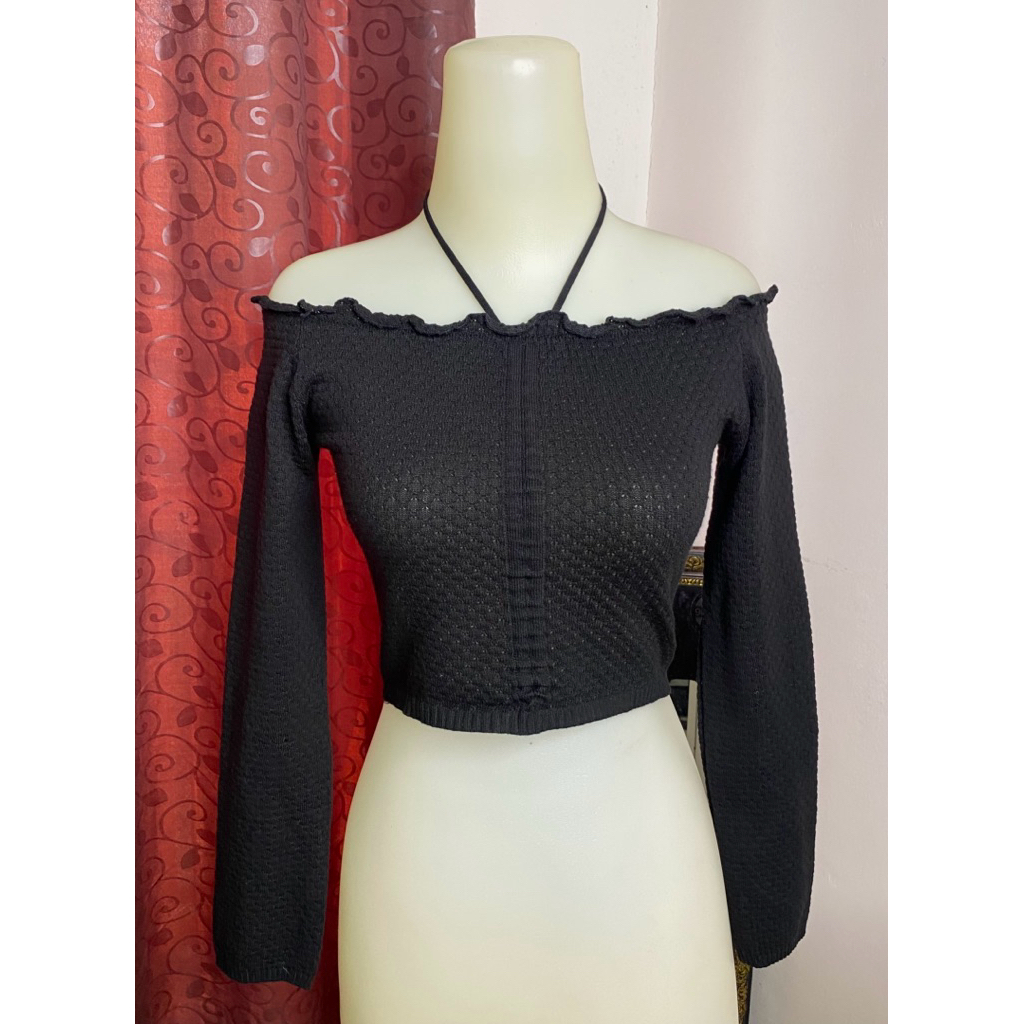 Preloved Blouse Baju Atasan Sabrina Tali Leher