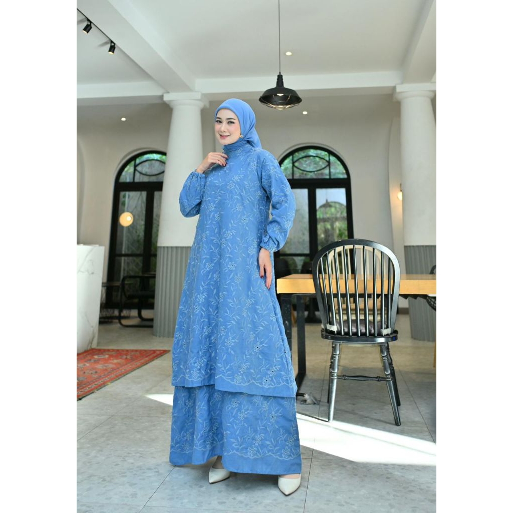 Drees katun bolong terbaru-gamis muslimah katun bolong full furing