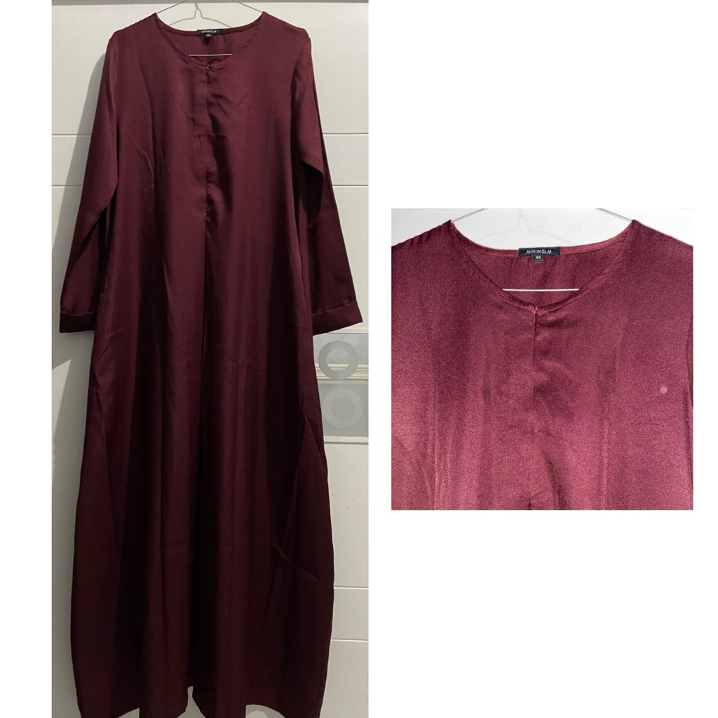 Basic Dress Maroon Xs (Gamis Daily) | MINIMSLM