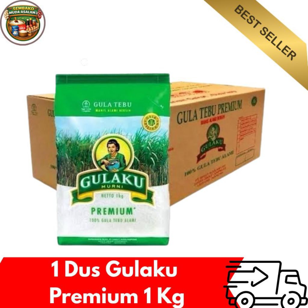 Gula Pasir Gulaku Premium 1 Kg – 1 Dus Isi 24 / Gula Premium Berkualitas