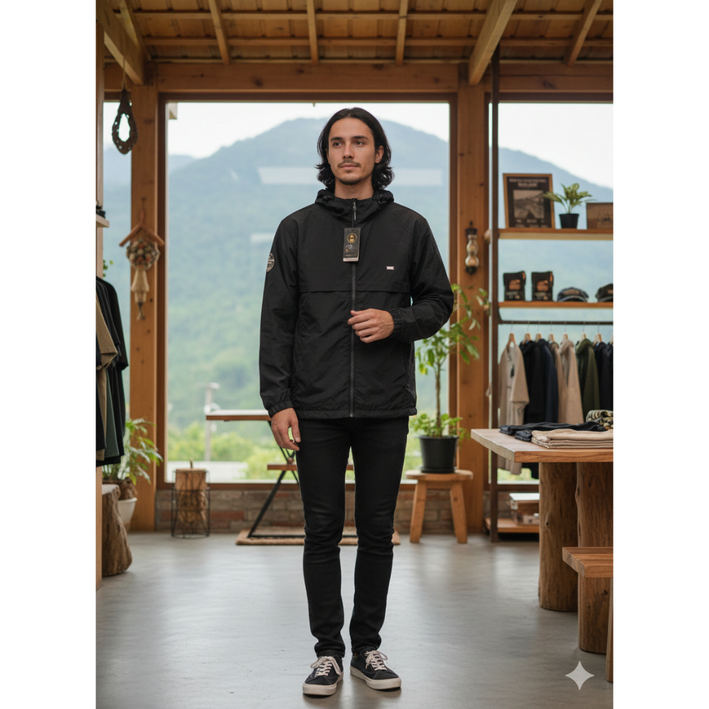 Center Pole Windbreaker Hitam