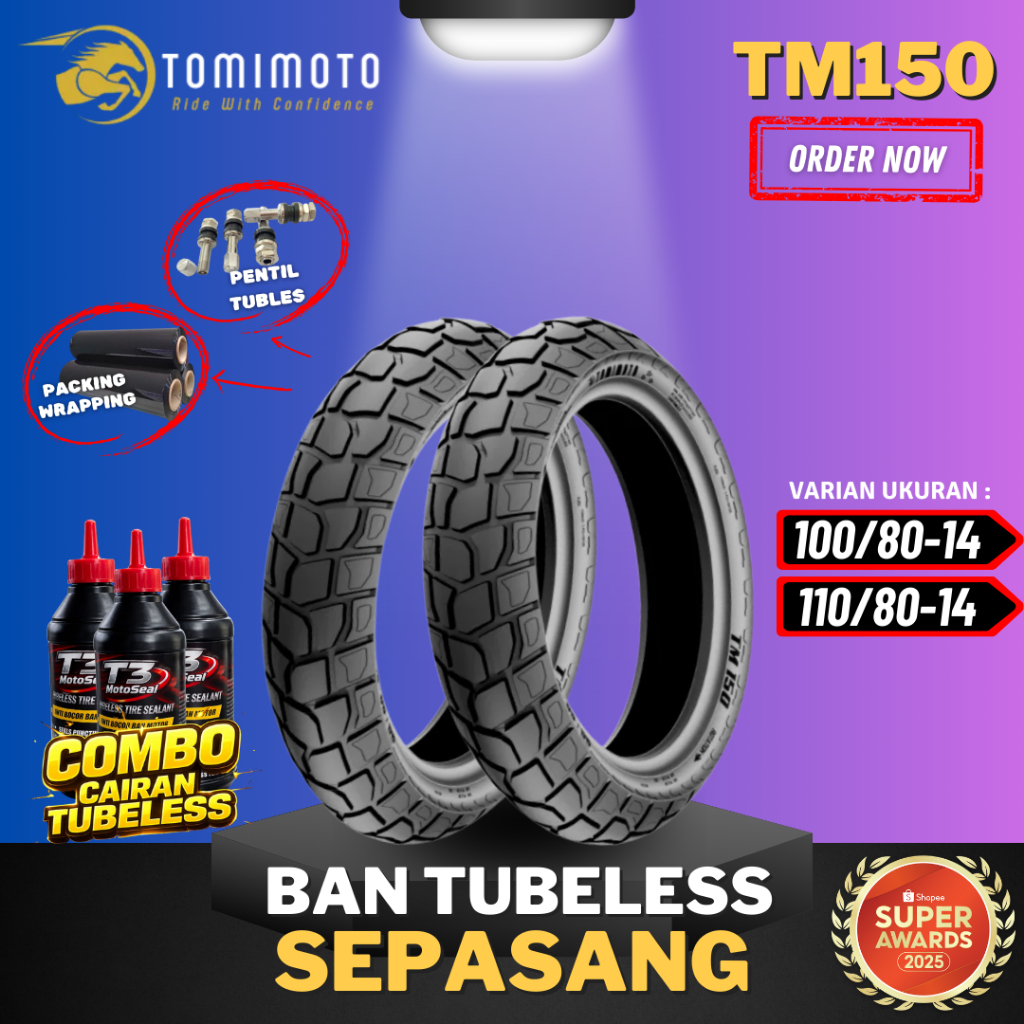 [SEPASANG MURAH] BAN TOMIMOTO RING 14 TM150 / BAN TOMIMOTO ON/OFF ROAD (100/80-14 / 110/80-14) / BAN