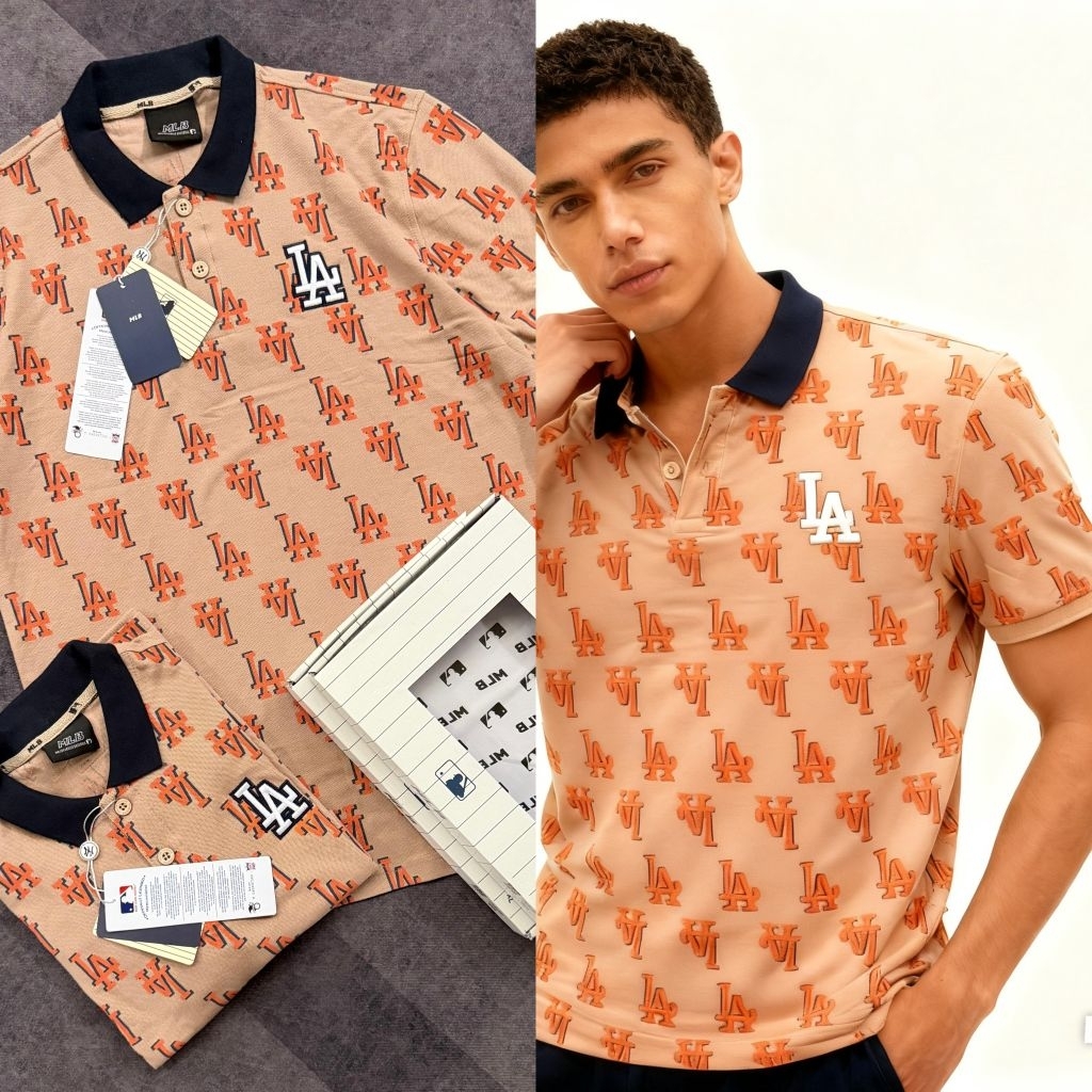 kaos kerah MLB fullprint pria wanita free box