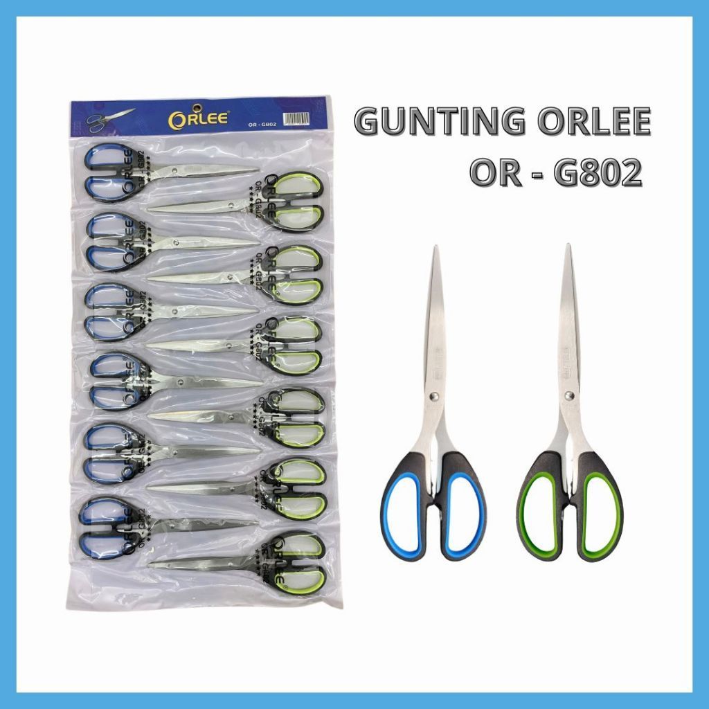 Gunting  Kecil ,Tanggung, Besar Stainless Steel Tajam dan Anti Karat ORLEE ISI 12 Pcs