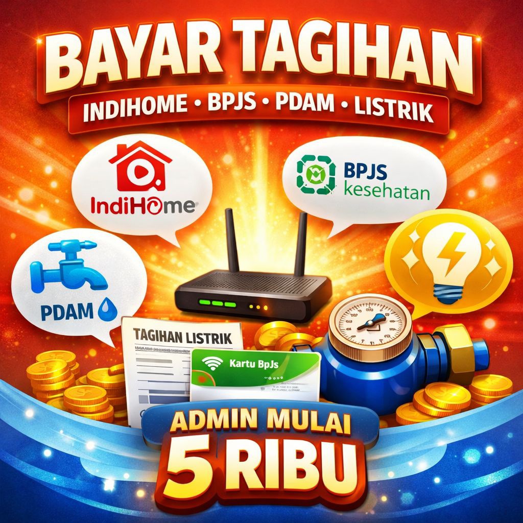 BAYAR TAGIHAN PDAM, LISTRIK, BPJS DAN INDIHOME, ADMIN MULAI 5K