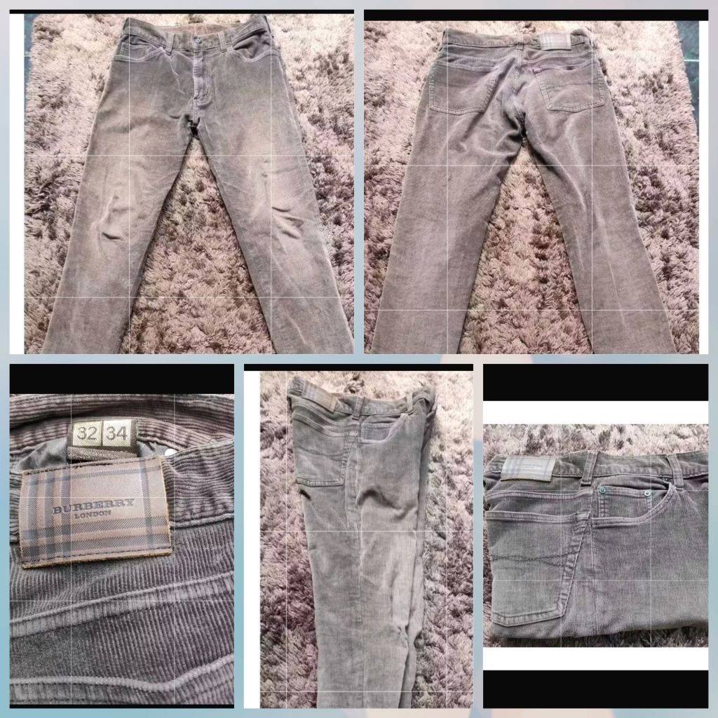Seken/Preloved Celana Corduroy Coklat/BURBERRY/LP 78, Pj 98, L Kaki  32
