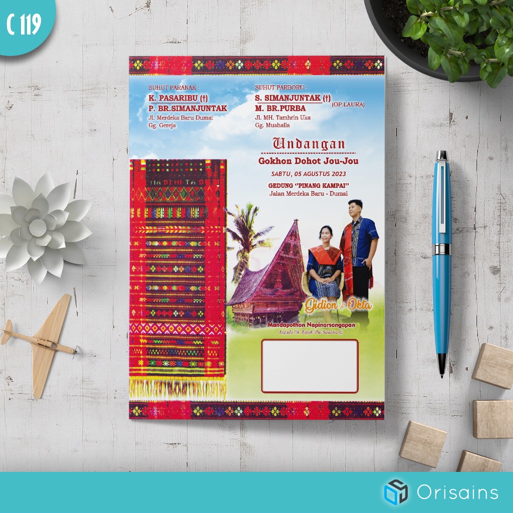 Undangan Pernikahan Batak Toba Suku Adat Sumatera Utara | Desain Tradisional Ulos dan Rumah Adat