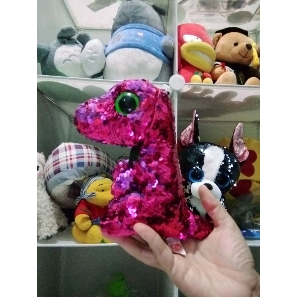 boneka dinosaurus mata gliter.mabel sequin usap.brand TY
