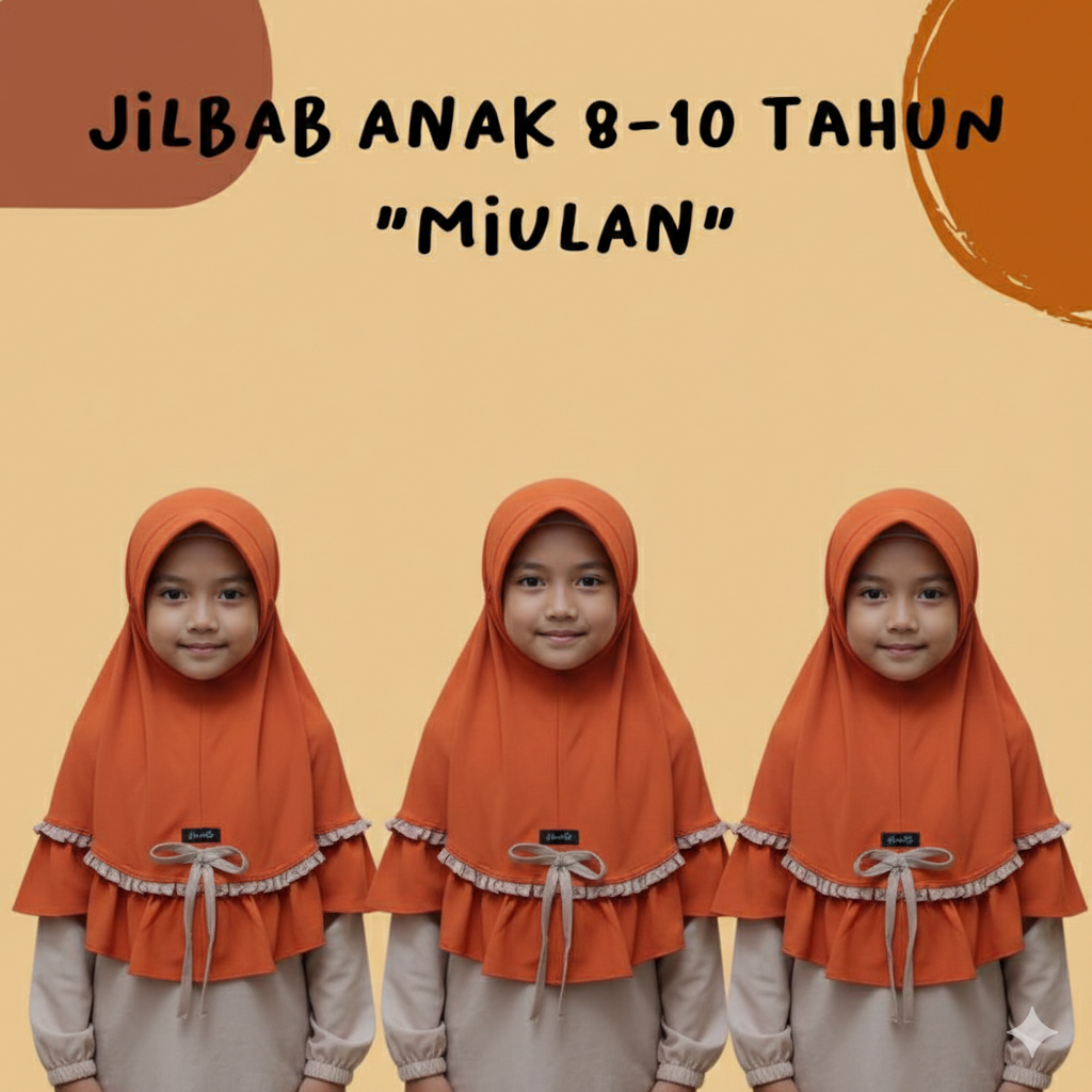 JILBAB INSTAN JERSEY ANAK 8-10 TAHUN MIULAN | JILBAB SEKOLAH ANAK PUTIH