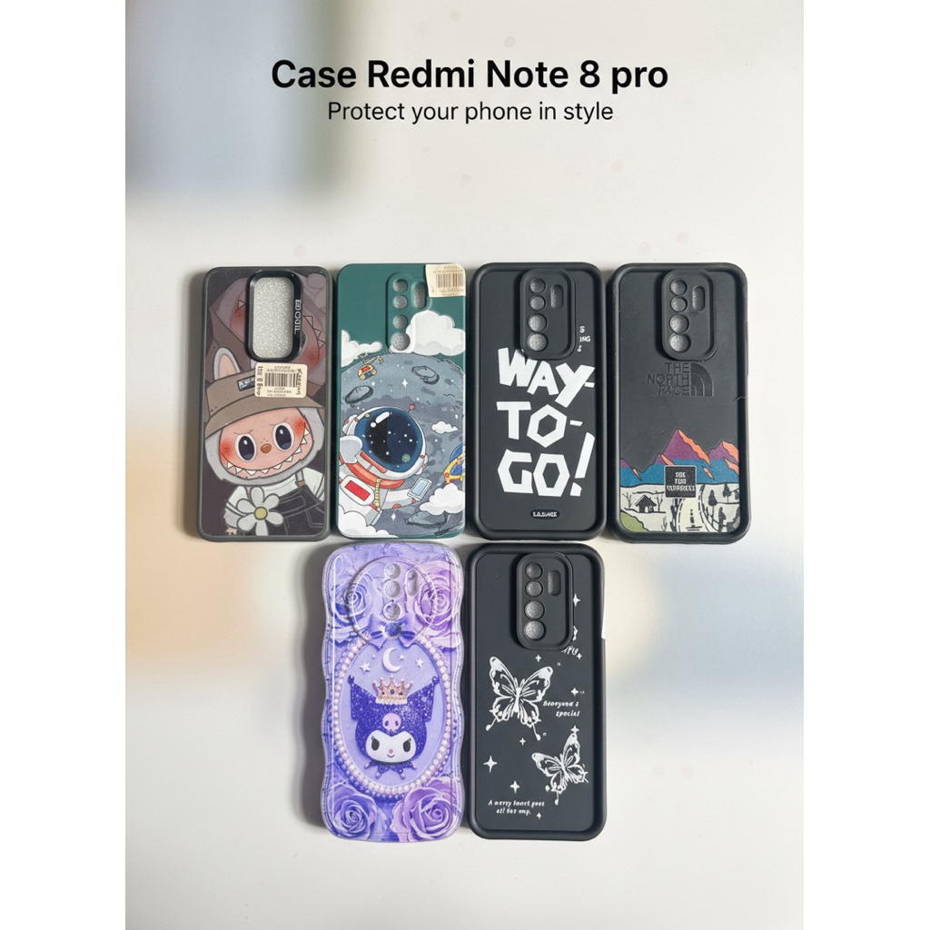Case Redmi Note 8 Pro Casing Xiaomi Note 8Pro Softcase Karakter Astronot Kuromi Butterfly Aesthetic 