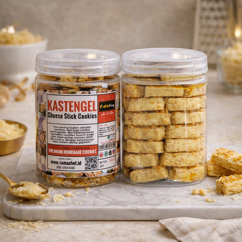 KASTENGEL Triple Cheese Edam Parmesan Cheddar Premium Wisman | Hardtop 350gr & Kemasan Jar 750ml | Spesial Kue Kering Lebaran by RaMaChef