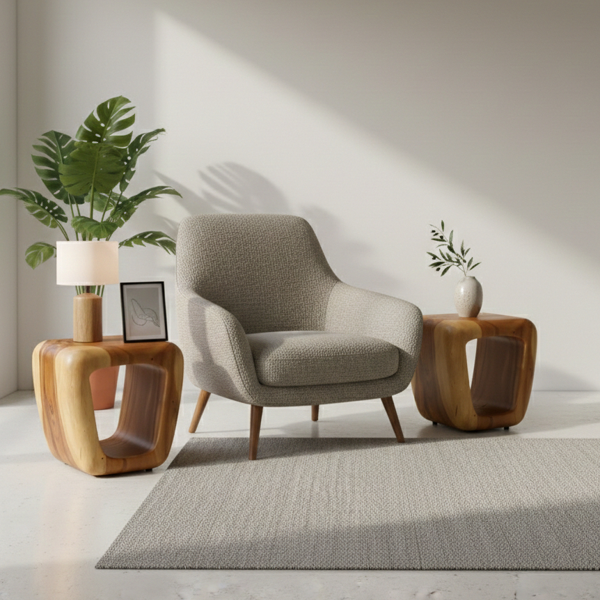 Arcblock Stool furniture kayu solid trembesi