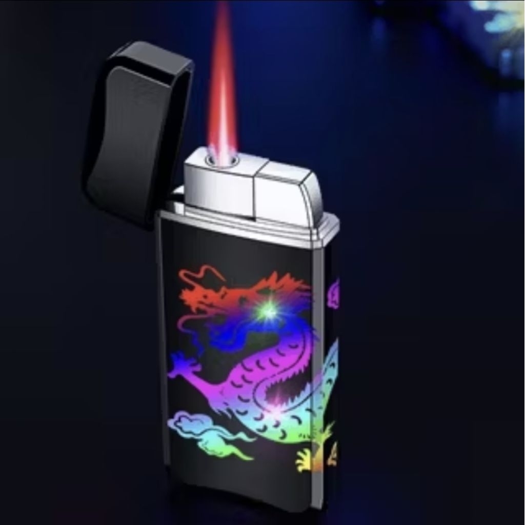 Mancis Korek Api Motif Dragon Api Bara LAMPU LED.