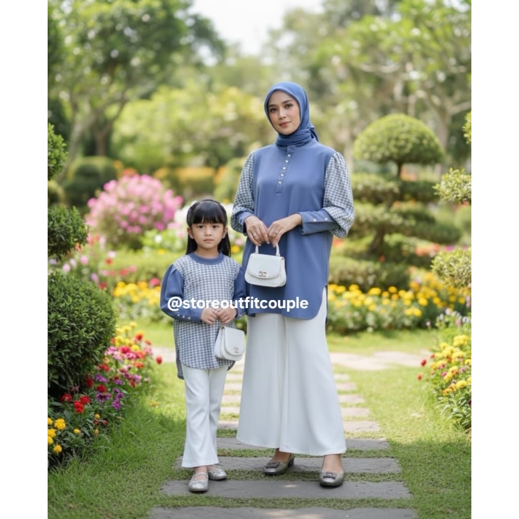 Juna Couple Ibu Dan Anak Perempuan / Baju Couple Ibu Dan Anak Perempuan / Blouse Couple Ibu Anak Per
