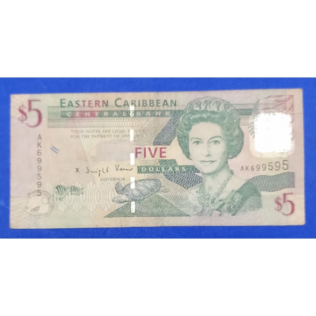 UANG KERTAS EASTERN CARIBBEAN 5 DOLLARS