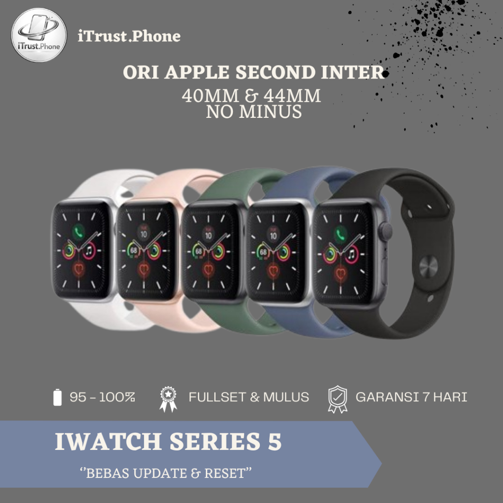 apple Watch Series 5 S5 Second 44mm / 40mm Mulus Fullset Inter iwatch Original 100% Garansi