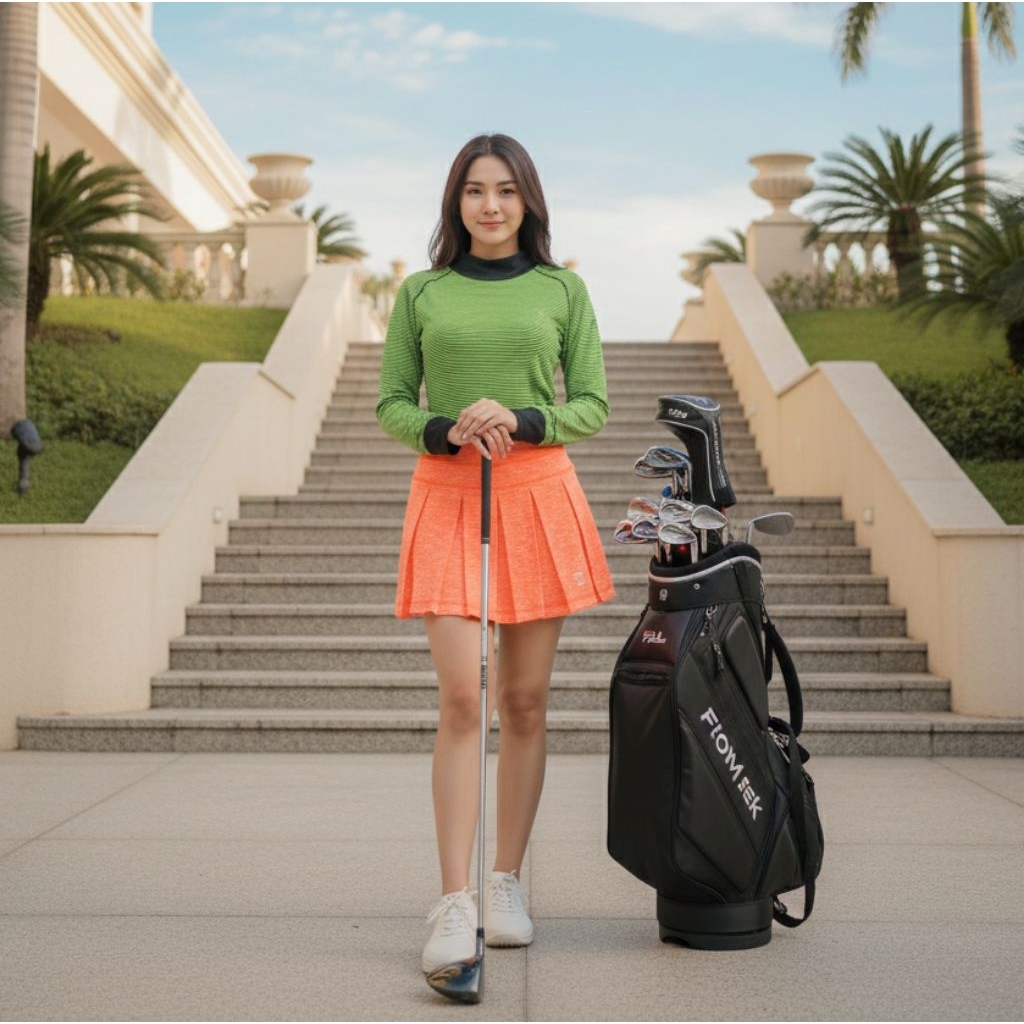 Tori Golf Women's Mock Neck Long Sleeve - Atasan Golf Wanita Anti-UV