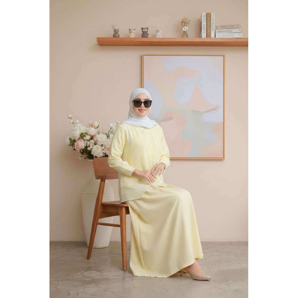 MARGIN SET ATASAN & ROK BAHAN FULL LINEN DAN ROK PINGGANG FULL KARET