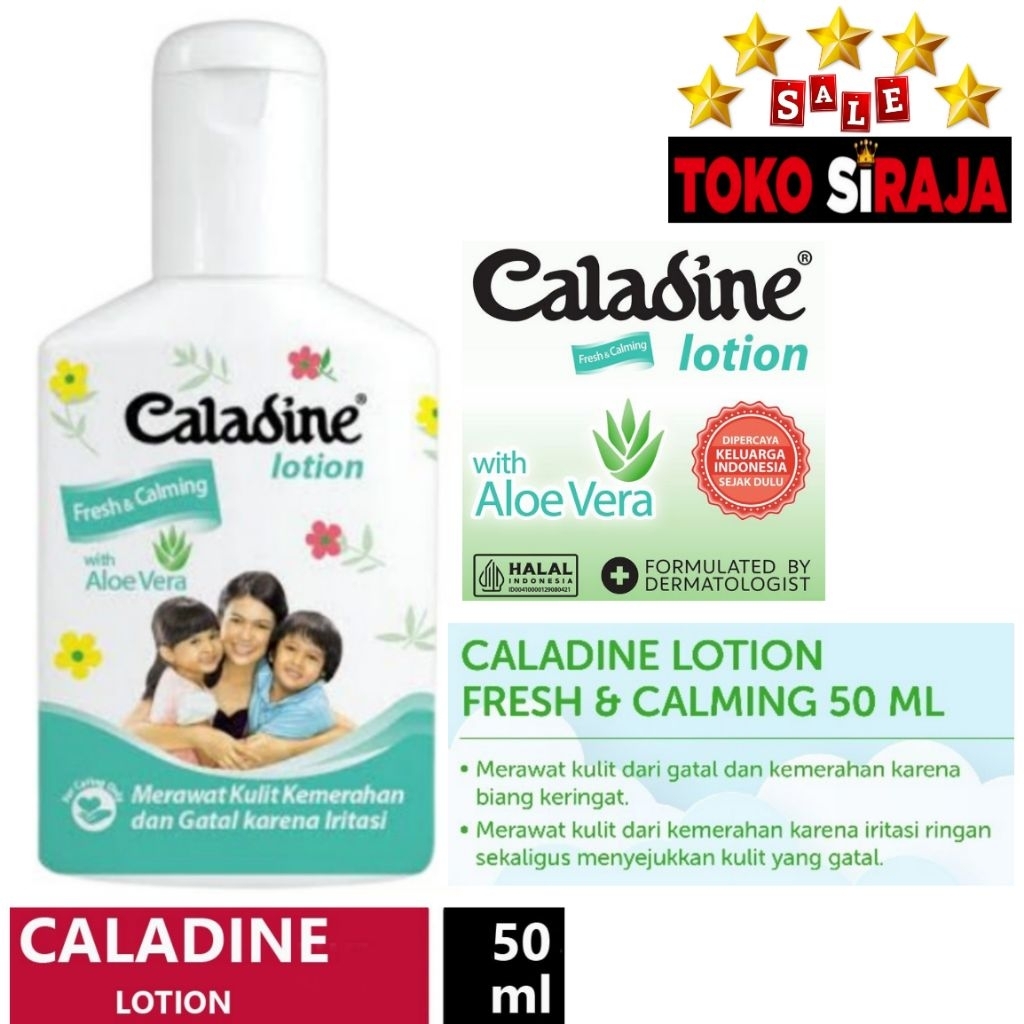 CALADINE LOTION FRESH & CALMING 50 ML WITH ALOE VERA / ATASI GATAL BIANG KERINGAT ANAK & DEWASA CALA