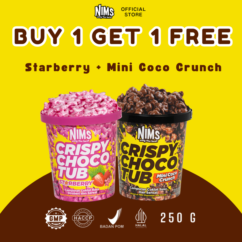 BUY 1 GET 1 FREE - NIMS Crispy Choco Tub Mini Coco Crunch Sereal Dibalut Coklat Susu 250g