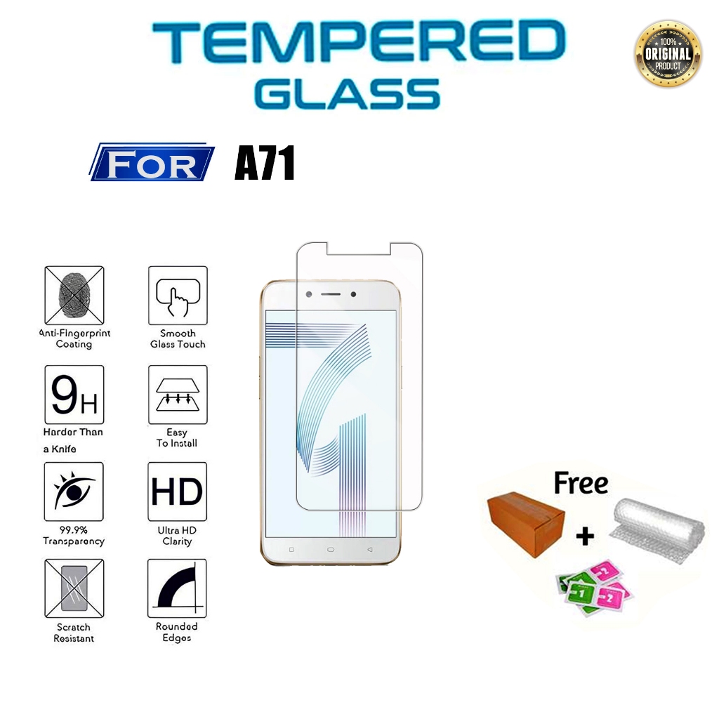 Tempered Glass Clear For Oppo A71 - Anti Gores Hp - Pelindung Layar Hp - Tempered Glass kaca - Tempe
