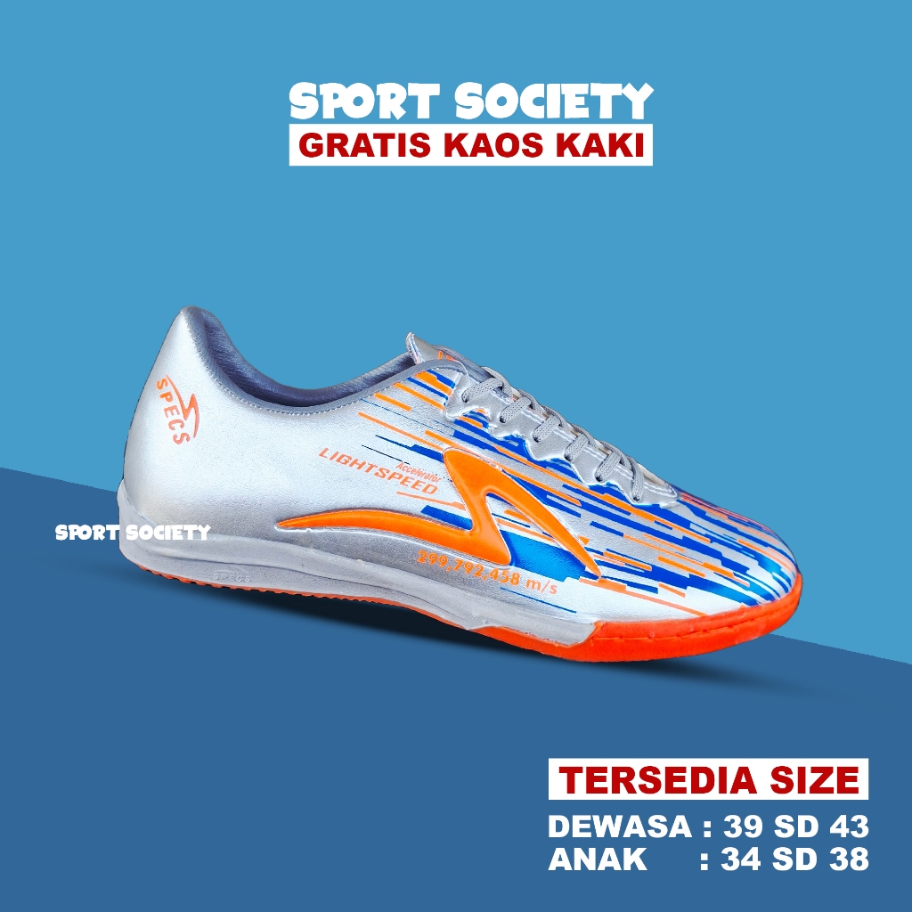 TERBARU Sepatu Futsal Dewasa & Anak Specs LightSpeed Reborn Laki-laki Premium - Hijau Sky
