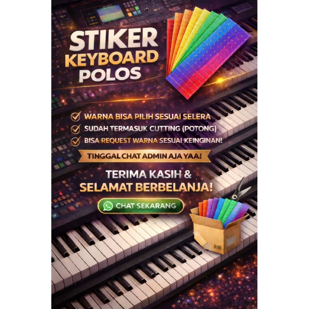 Stiker Tuts Piano Keyboard Organ Polos Yamaha Korg Roland Technics Dll.