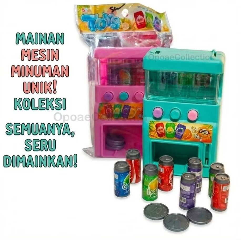 mainan mesin minuman kaleng dingin lengkap dengan koin dan minuman kaleng - mesin minuman ktg