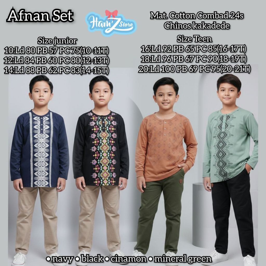 [ ata.id kids ] Afnan setelan kemeja koko muslim anak laki-laki by Ham'z Store