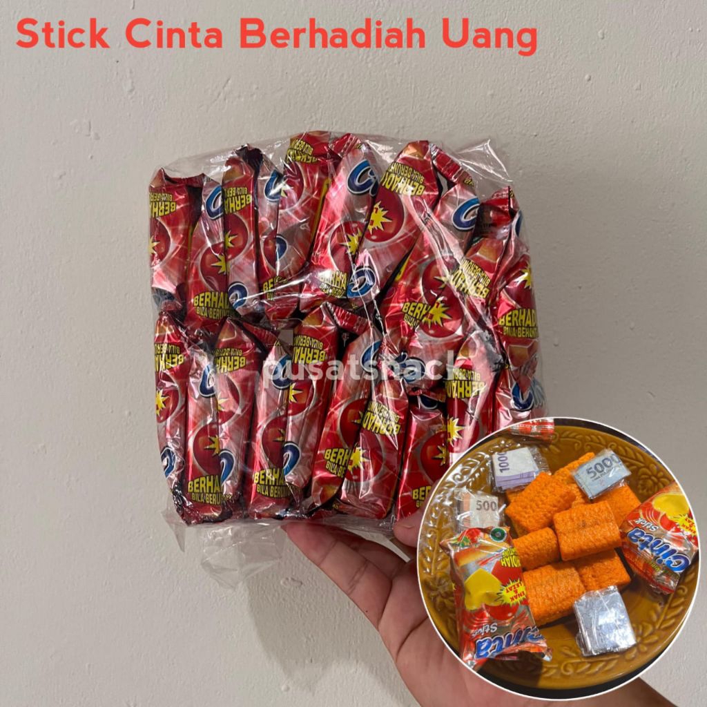 [Free Packing Kardus] Jajanan snack anak ciki cinta berhadiah uang jika beruntung isi 10 bungkus