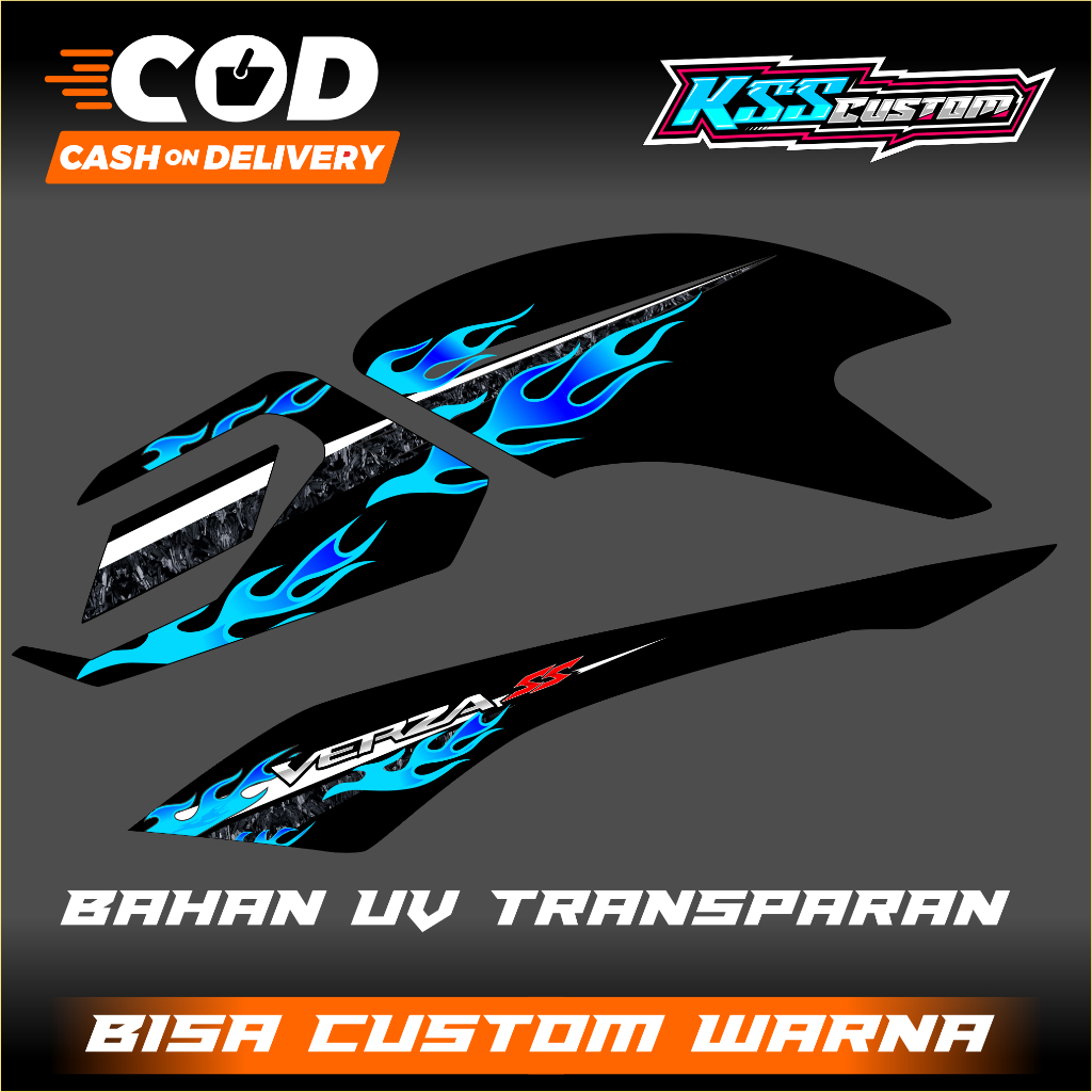 STRIPING CB VERZA MOTIF API BAHAN UV TRANSPARAN - STRIPING CB VERZA CUSTOM VARIASI